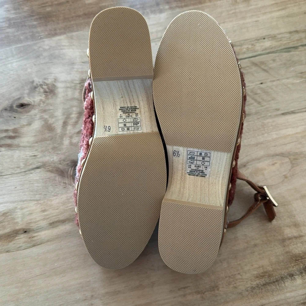 NEW Kelsi Dagger Brooklyn Warehouse Shearling garnet multi stud clog anthro 6.5 - Picture 7 of 13